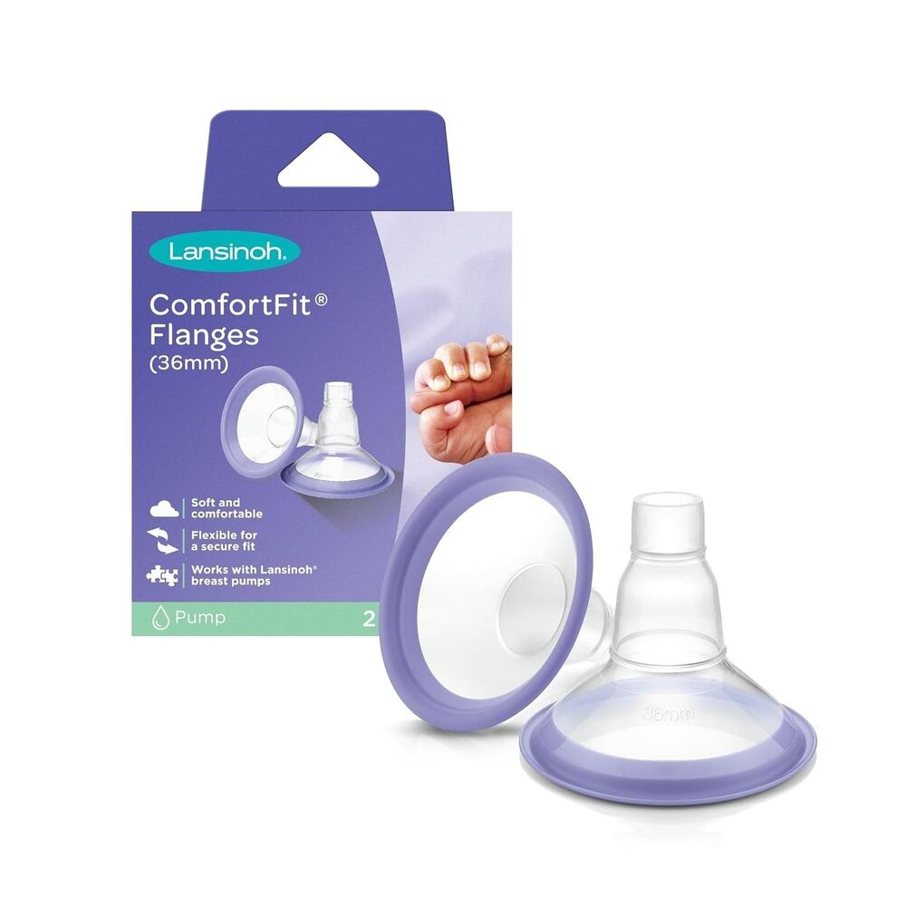 Lansinoh ComfortFit Flanges 36mm Breast Pump Replacement Flanges 2 Count New